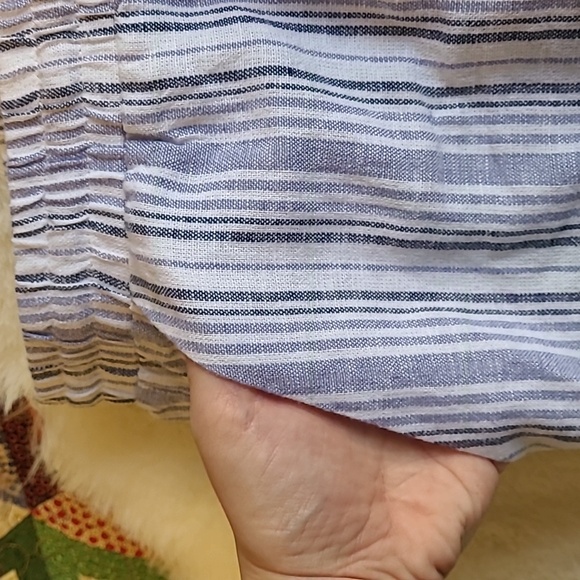 Ellen Tracy Blue & White Stripe Linen Blend Lightweight Summer Wide Leg Pants - Picture 5 of 13